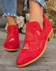 Isadora | Embroidered Low-Heel Ankle Boots