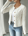 Eleanora | Cable-Knit Button-Front Cardigan