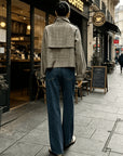 Marguerite | Stand-Collar Houndstooth Jacket