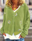 Maribel | Floral Embroidered Button-Front Cardigan