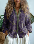 Brianna | Elegant Vintage Leaf Print Shirt