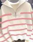 Sabina | Striped Quarter-Zip Sweater