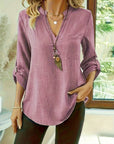 Isabel | Refined V-Neck Roll-Sleeve Top