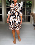 Lightweight Printed 3/4 Sleeve Dress