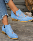 Isadora | Embroidered Low-Heel Ankle Boots