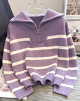 Sabina | Striped Quarter-Zip Sweater