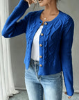 Eleanora | Cable-Knit Button-Front Cardigan