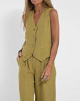 Lauren | Sleeveless V-Neck Vest & Wide-Leg Pants Set