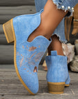 Isadora | Embroidered Low-Heel Ankle Boots