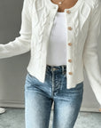 Eleanora | Cable-Knit Button-Front Cardigan