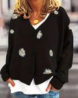 Maribel | Floral Embroidered Button-Front Cardigan