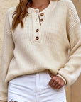 Cecilia | Ribbed Henley Sweater