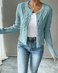 Eleanora | Cable-Knit Button-Front Cardigan