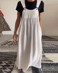 Solid Color Casual Dress with Straps