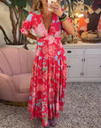 Floral print v-neck pocket dress