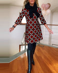 Round neck circle print casual dress