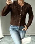 Eleanora | Cable-Knit Button-Front Cardigan