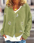 Maribel | Floral Embroidered Button-Front Cardigan