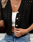 Delphine | Open-Knit Short-Sleeve Cardigan