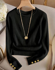 Gretchen | Ribbed Button-Cuff Sweater