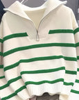 Sabina | Striped Quarter-Zip Sweater