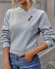Nadine | Asymmetrical Button-Neck Sweater