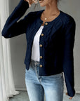 Eleanora | Cable-Knit Button-Front Cardigan