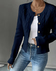 Eleanora | Cable-Knit Button-Front Cardigan