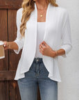 Juniper | Open-Front Ruffle-Hem Cardigan