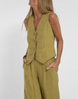 Lauren | Sleeveless V-Neck Vest & Wide-Leg Pants Set