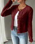 Eleanora | Cable-Knit Button-Front Cardigan