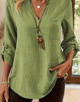 Isabel | Refined V-Neck Roll-Sleeve Top