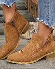 Isadora | Embroidered Low-Heel Ankle Boots