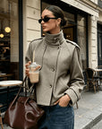 Marguerite | Stand-Collar Houndstooth Jacket