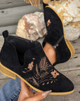 Isadora | Embroidered Low-Heel Ankle Boots