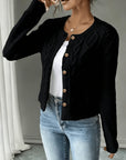 Eleanora | Cable-Knit Button-Front Cardigan