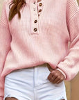 Cecilia | Ribbed Henley Sweater