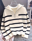 Sabina | Striped Quarter-Zip Sweater