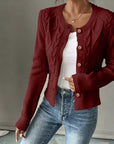 Eleanora | Cable-Knit Button-Front Cardigan