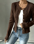 Eleanora | Cable-Knit Button-Front Cardigan