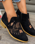 Isadora | Embroidered Low-Heel Ankle Boots