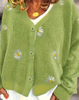 Maribel | Floral Embroidered Button-Front Cardigan