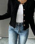 Eleanora | Cable-Knit Button-Front Cardigan