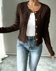 Eleanora | Cable-Knit Button-Front Cardigan
