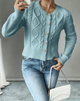 Eleanora | Cable-Knit Button-Front Cardigan