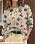 Elsie | Botanical Print Crewneck Sweater