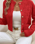 Della | Textured Button-Front Cardigan