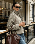 Marguerite | Stand-Collar Houndstooth Jacket