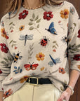 Elsie | Botanical Print Crewneck Sweater