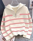 Sabina | Striped Quarter-Zip Sweater